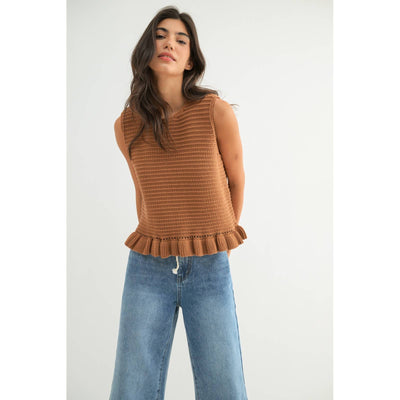 RUFFLE HEM SWEATER TANK