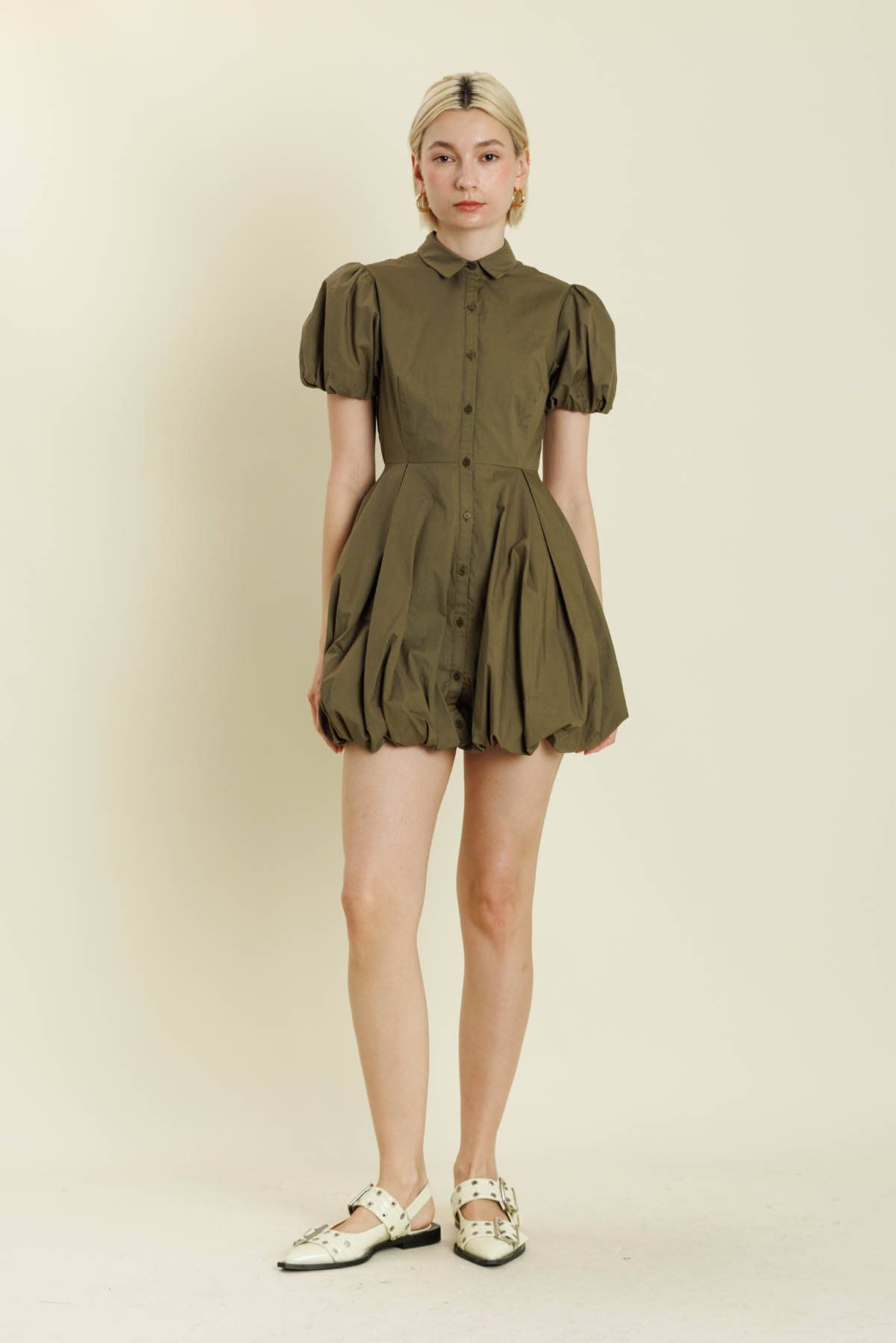 Aureum - AD2185 - BUBBLE HEM MINI SHIRT DRESS