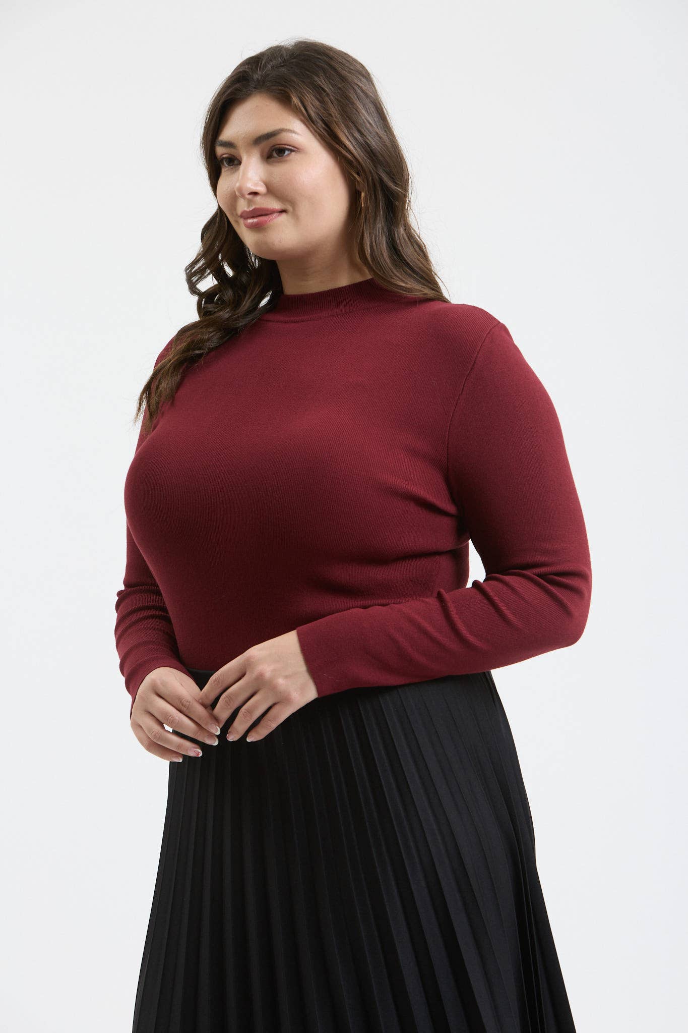 The Workshop Studio - PLUS MOCK NECK LONG SLEEVE SWEATER KNIT TOP