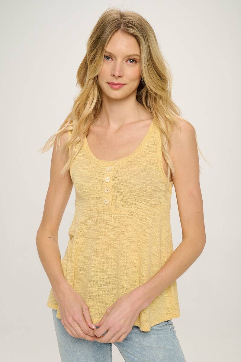 Cherish Apparel - T24390 Sleeveless Soft Slub Knit Top: L / Oatmeal