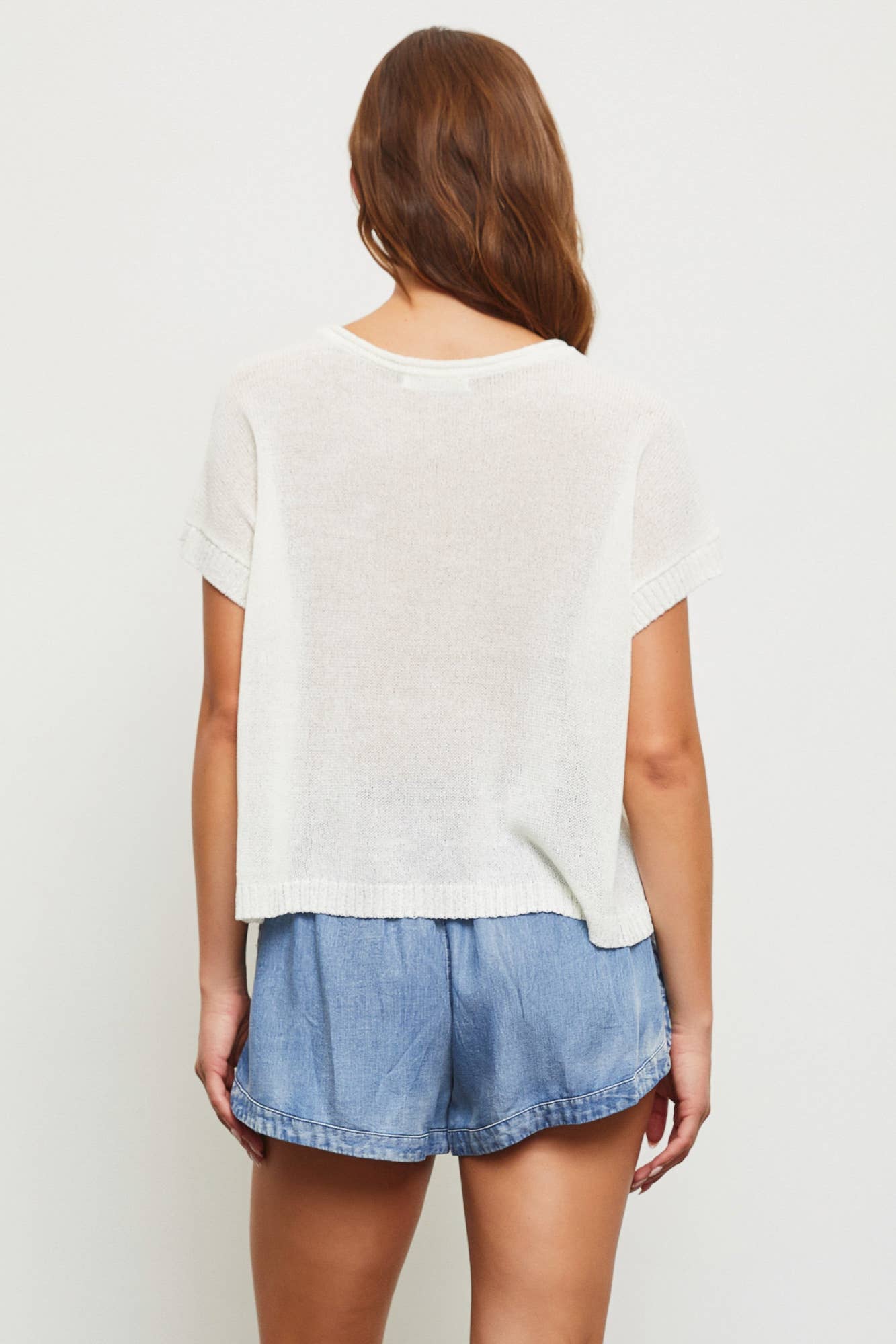 SMALL Mustard Seed - V-NECK KNIT TOP: PERIWINKLE /