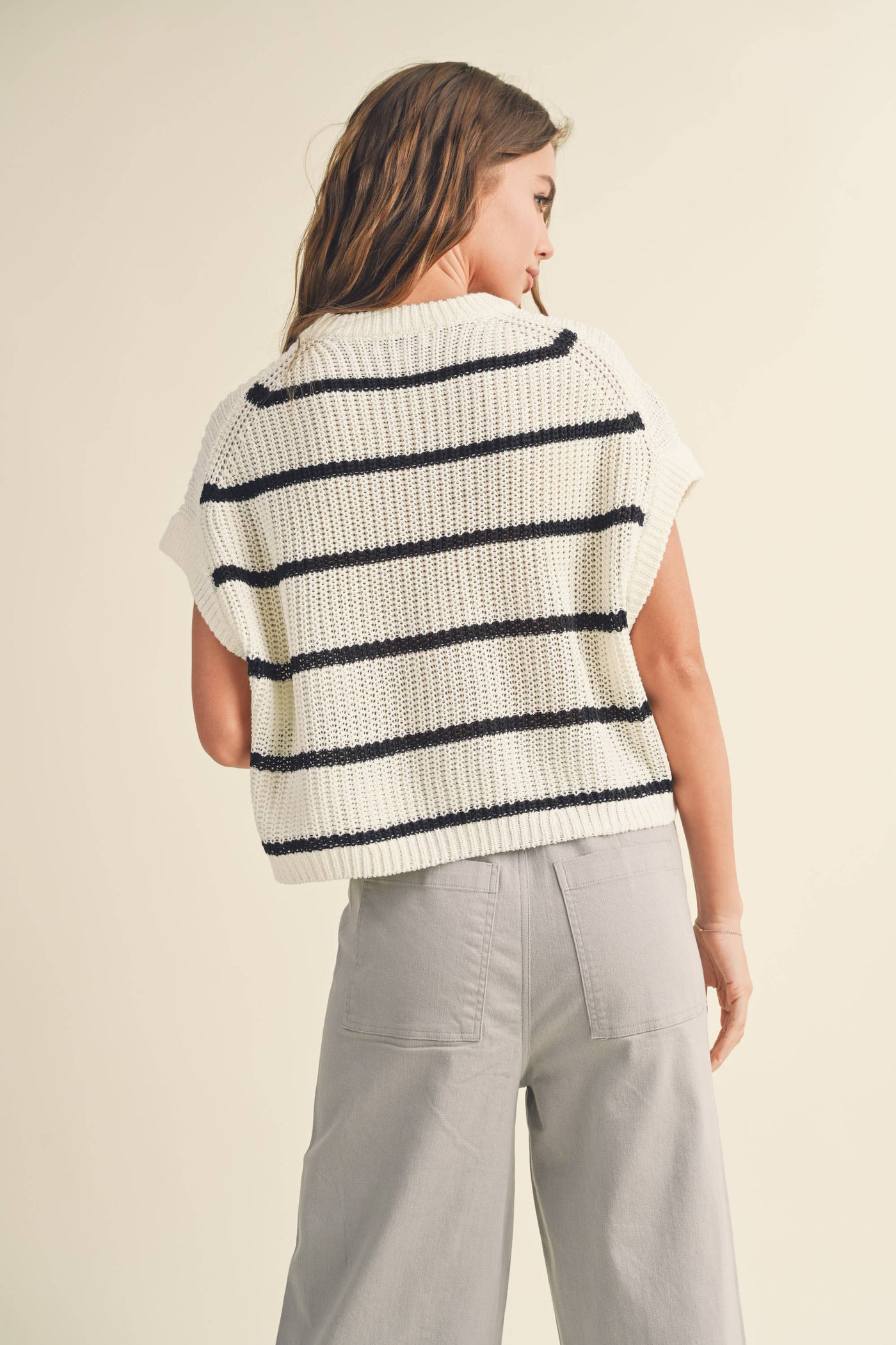 Mara Striped Knit Top: White & Black