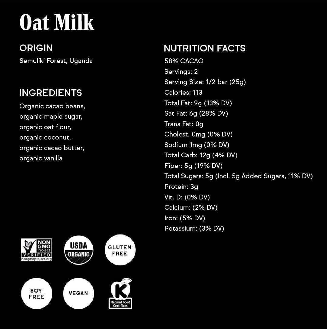 Raaka Chocolate - 58% Oat Milk Chocolate Bar