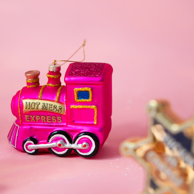 Hot Mess Express - Locomotive Train - Glass Blown Holiday Ornament
