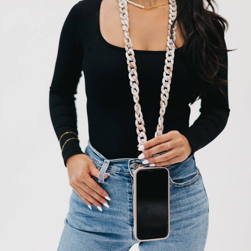 Amaya Acrylic Phone Chain Strap Lanyard : Black