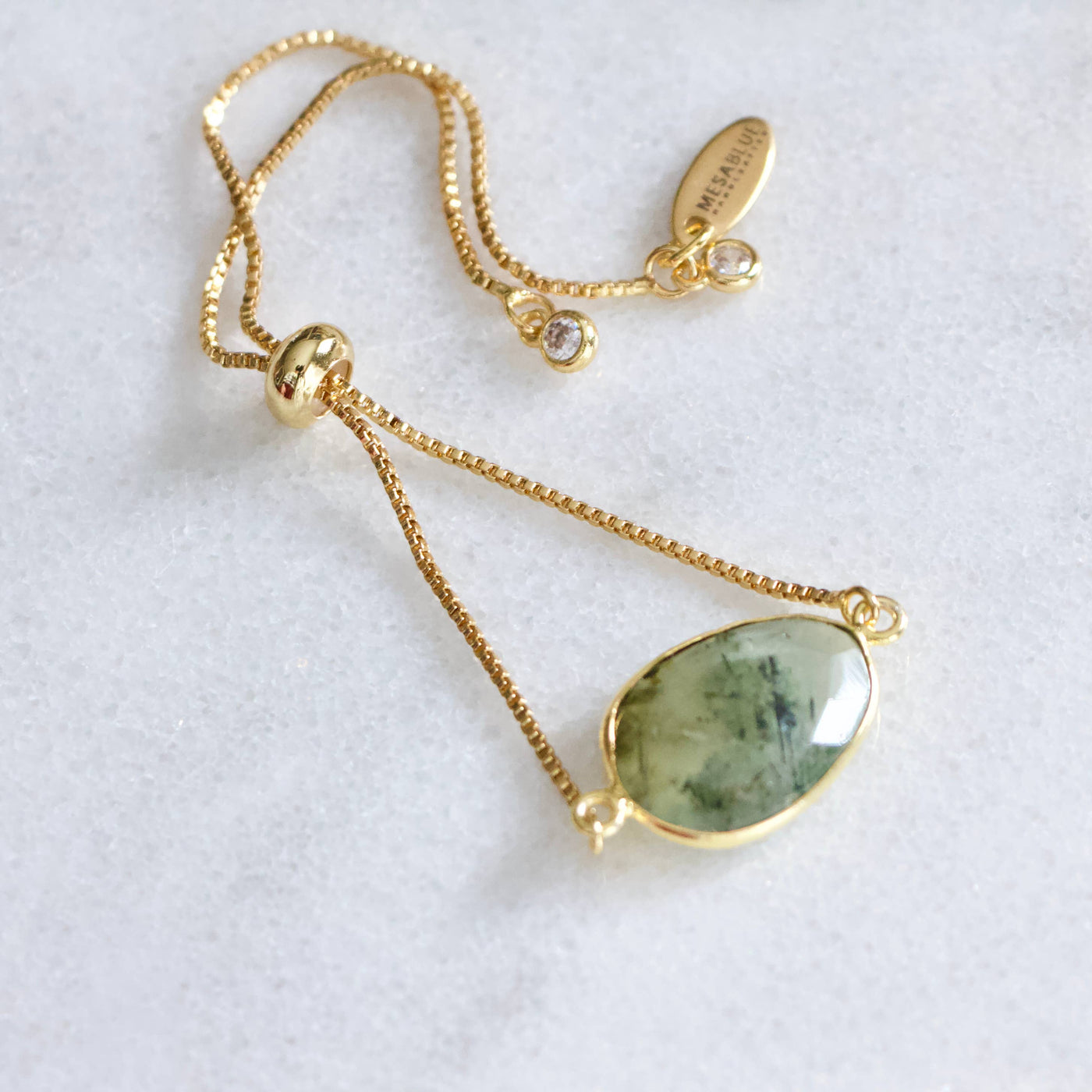 Mesa Blue - Moss Prehnite Adjustable Bracelet