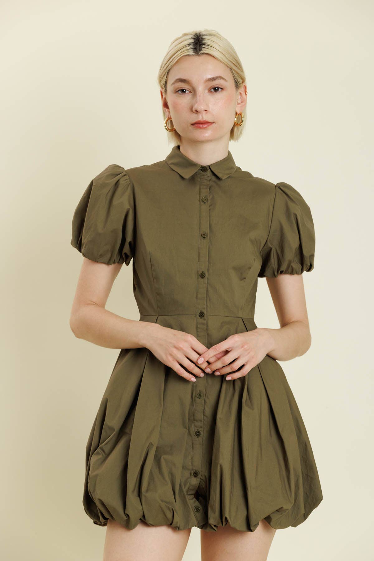 Aureum - AD2185 - BUBBLE HEM MINI SHIRT DRESS