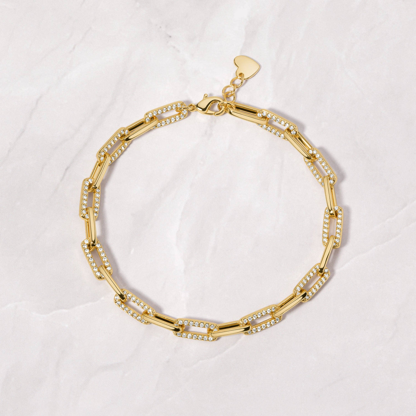 Sami Jewels - Diamond Paperclip Bracelet: 6.25" + .5" Ext / Gold