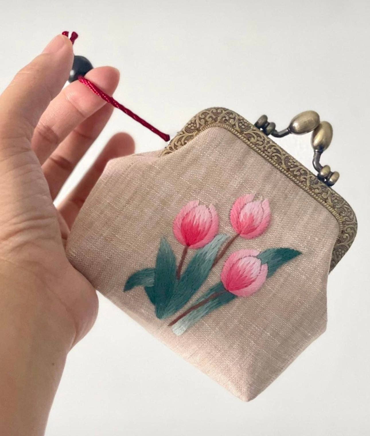 Tulip Embroidered Coin Purse