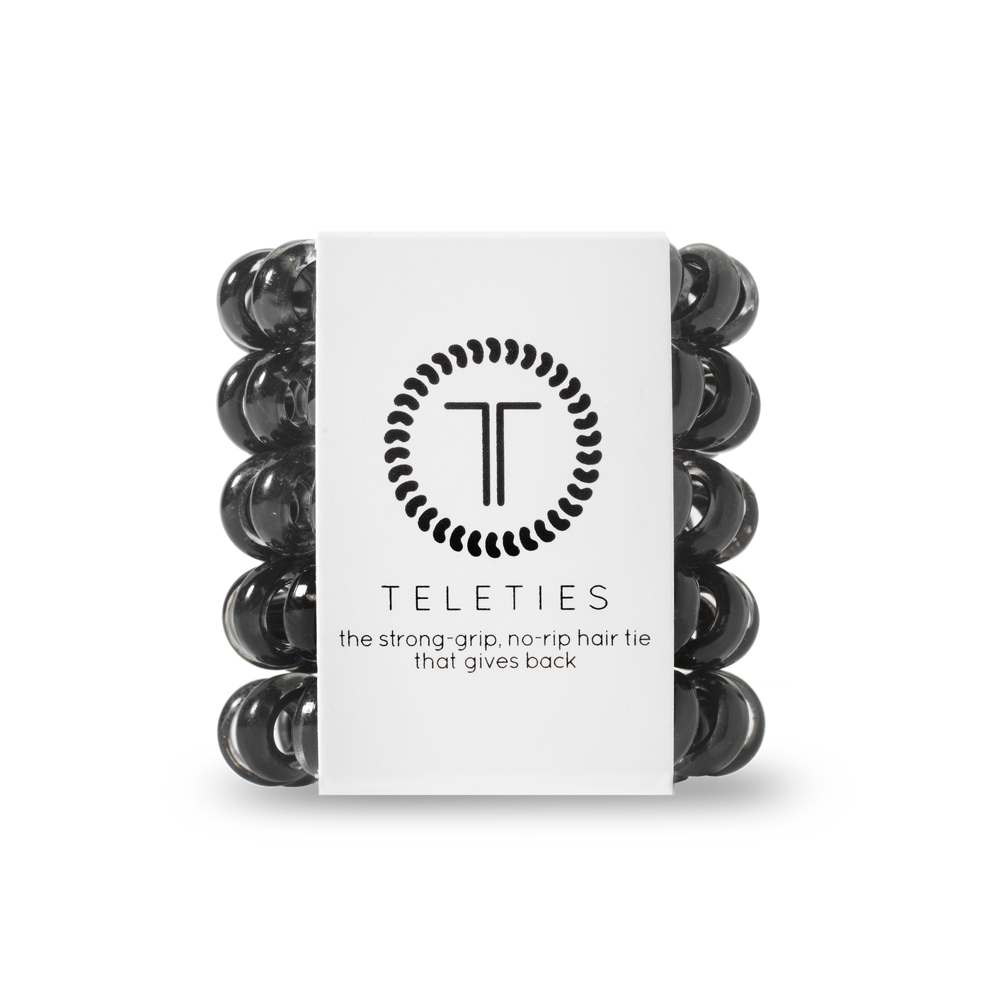 TELETIES - Spiral Hair Coils | Tiny | Jet Black Hair Ties