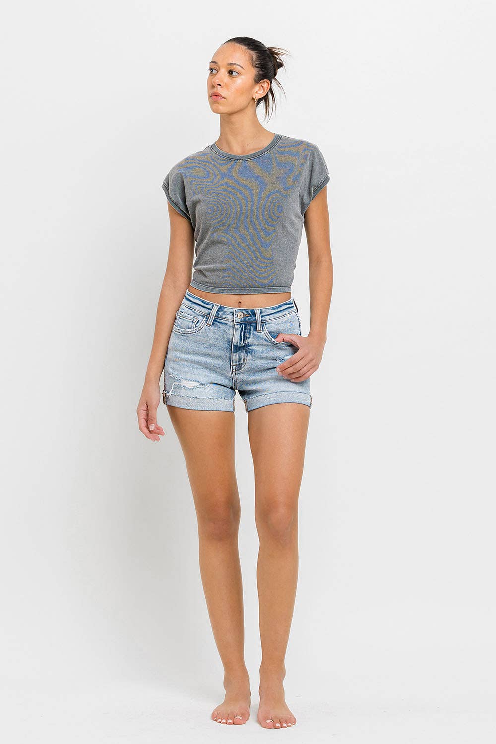 Vervet High Rise Denim Short : Rebecca