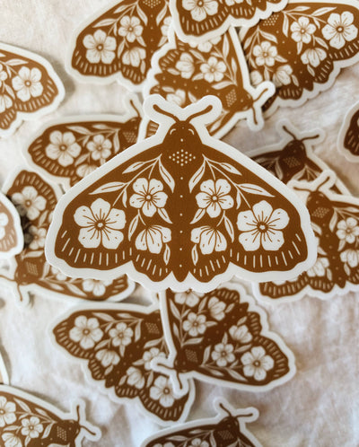 Flora West Design - Floral Moth Vinyl Sticker