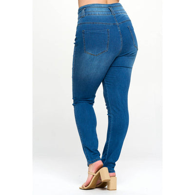 Blue Turtle - Stacked To The Max High Waist Plus Skinny Jeans Light Blue