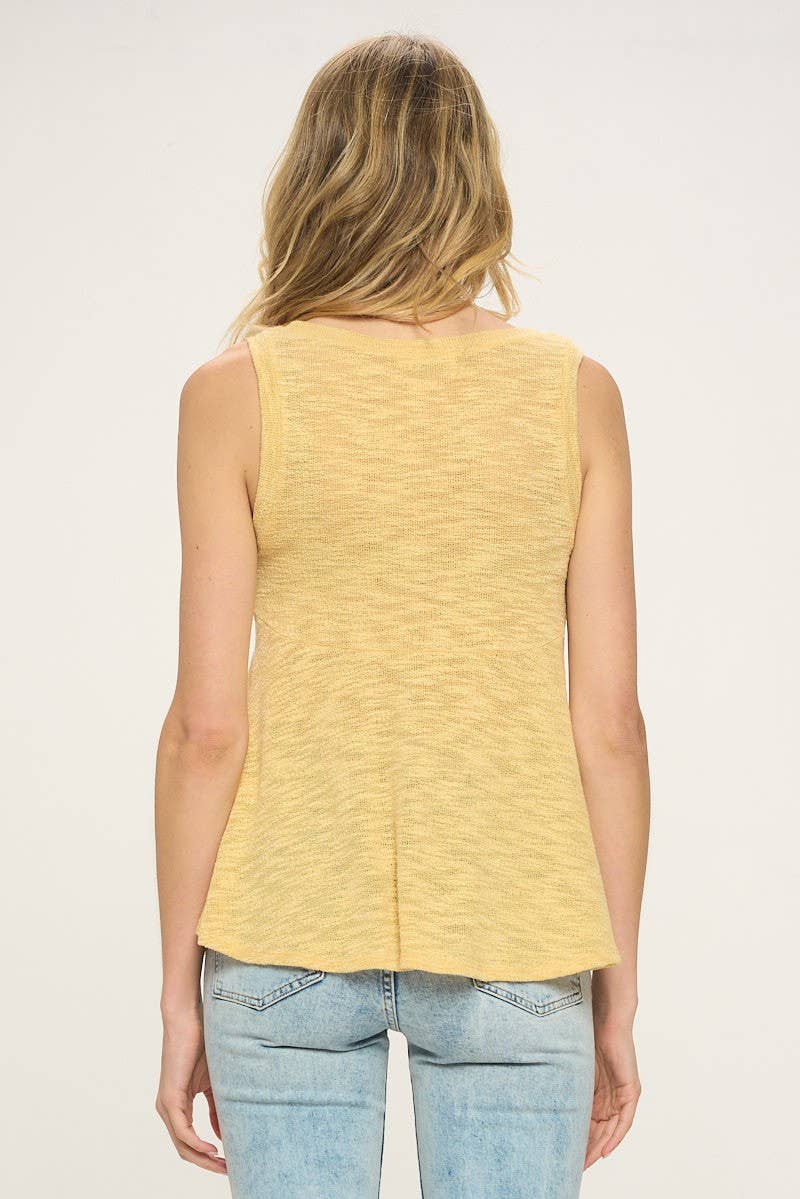 Cherish Apparel - T24390 Sleeveless Soft Slub Knit Top: S / Oatmeal