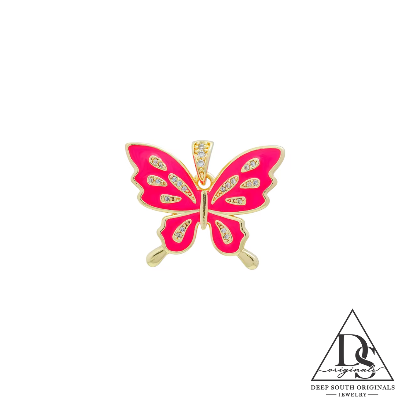 Coral Pink Butterfly Charm ~ Gold Filled