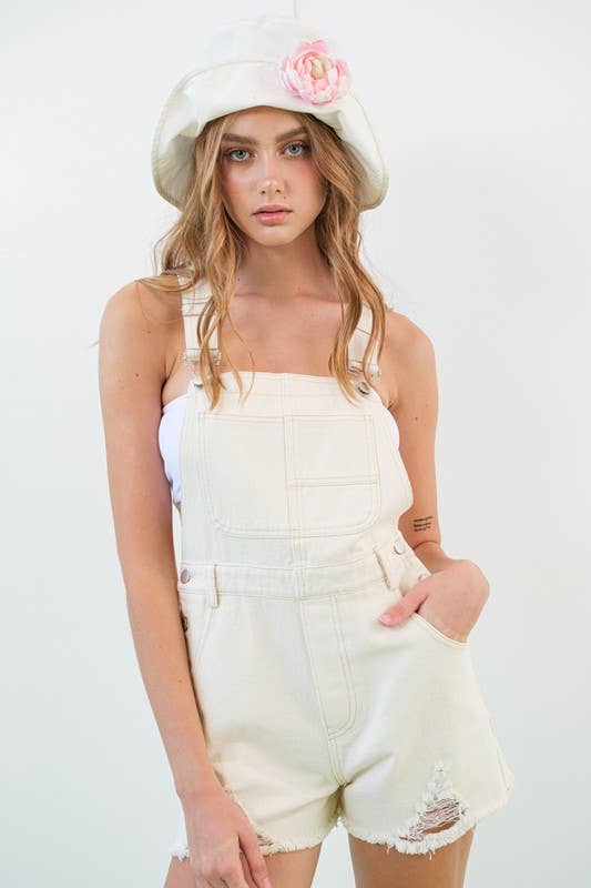 Lily Distressed Cream Overshorts