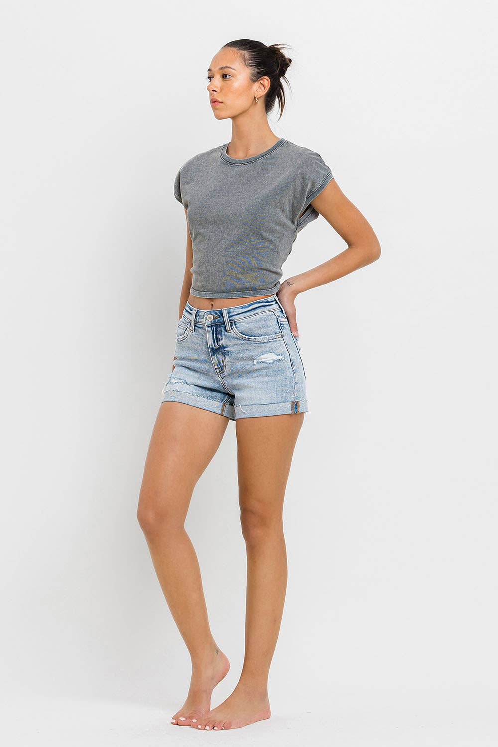 Vervet High Rise Denim Short : Rebecca