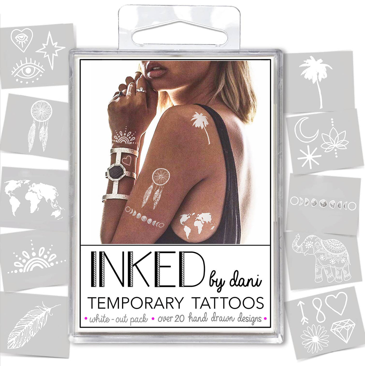 INKED by Dani - White Out Temporary Tattoo Pack