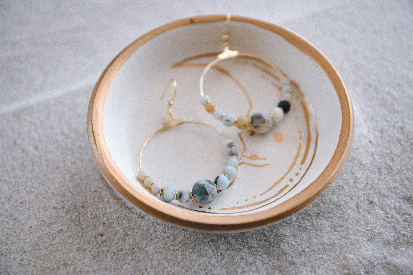 Cecelia Designs Jewelry - Genuine Gemstone and Gold-Plated Hoop Earring