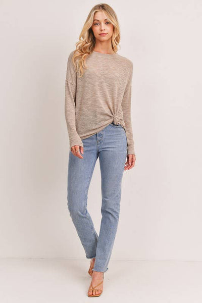 Cherish Apparel -  Slub Knit Basic Top: S / Lavender Grey