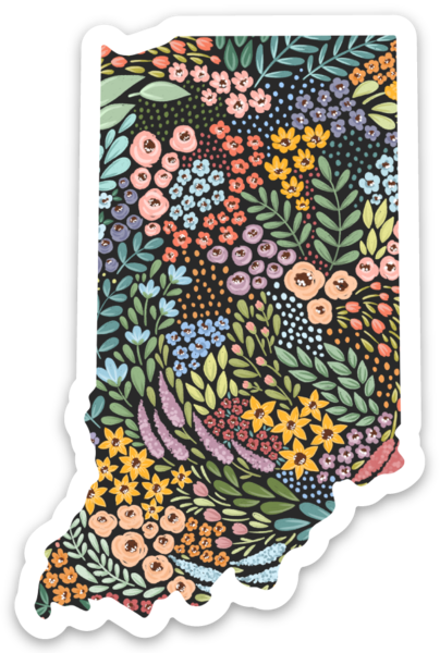 Elyse Breanne Design - Indiana State Floral Sticker 3x2in.