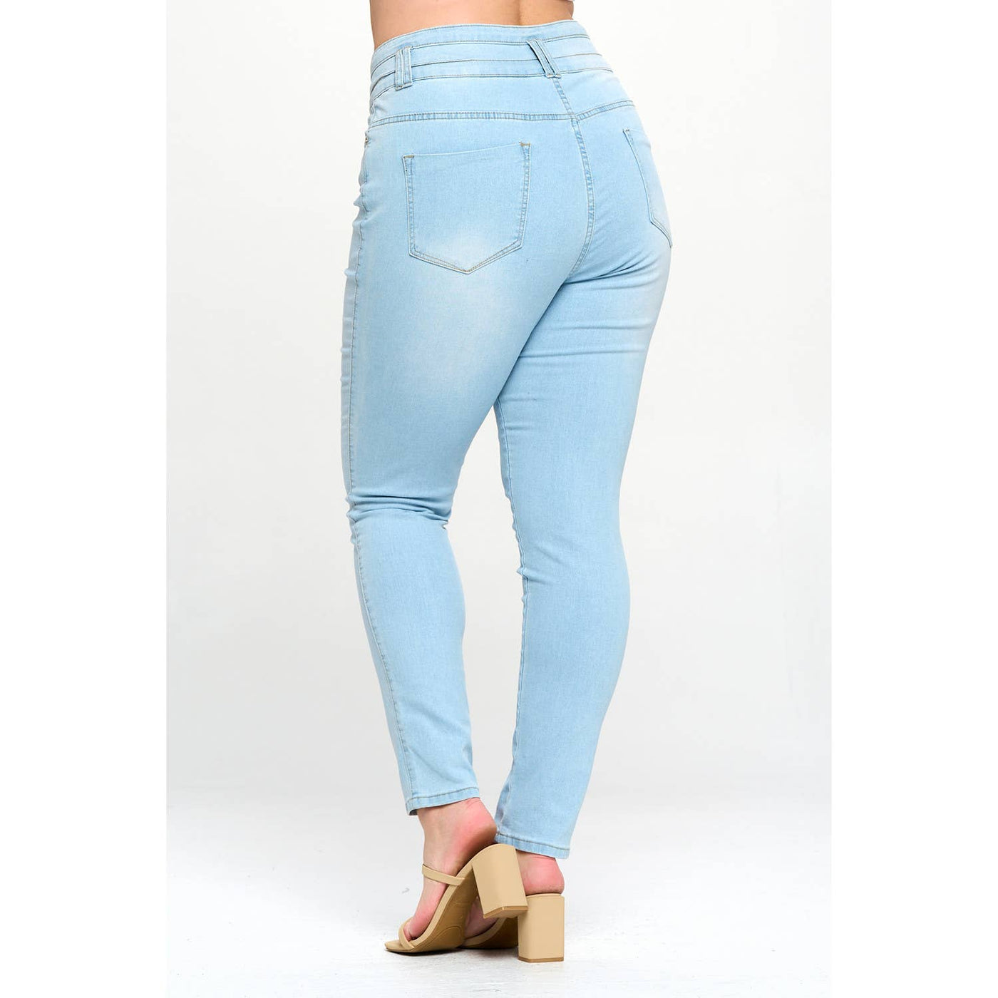 Blue Turtle - Stacked To The Max High Waist Plus Skinny Jeans Light Blue