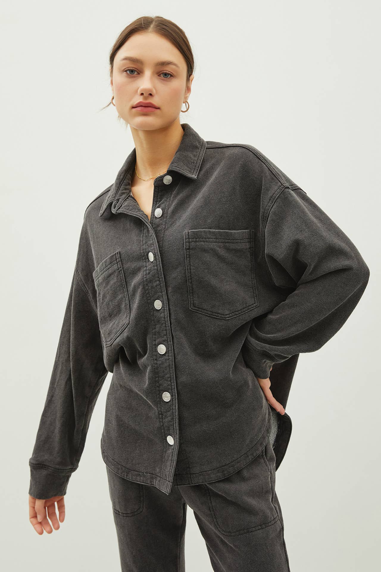 Be Cool - DENIM WASH OVERSIZED SHACKET: Denim Wash / SM