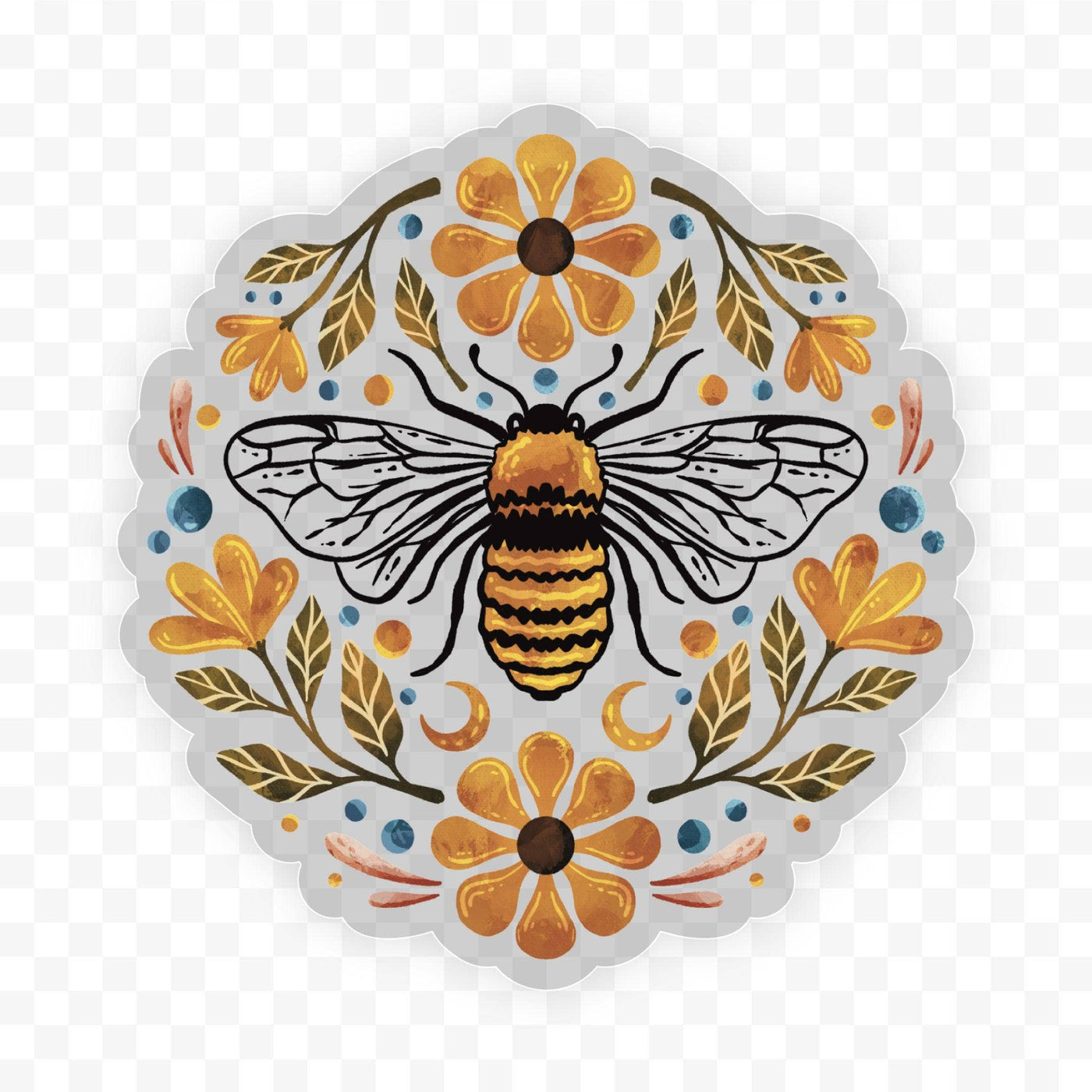 Big Moods - Flowers And Bee Clear Sticker