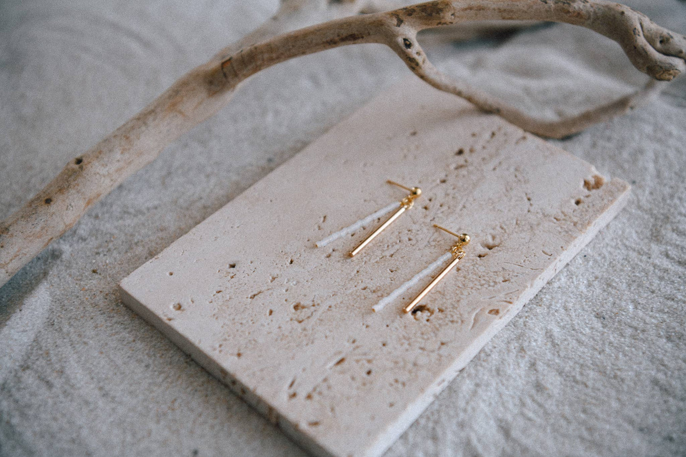 Cecelia Designs Jewelry - Seed Bead and Gold Plated Bar Drop Earrings