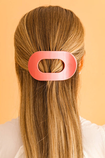 TELETIES - Round Flat Hair Clip | Large | Calming Coral