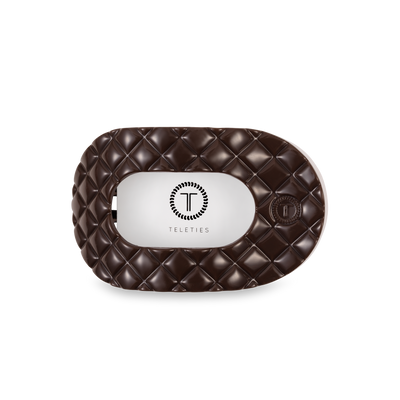 TELETIES - Flat Round Hair Clip | Medium | Truly Taupe Quilted