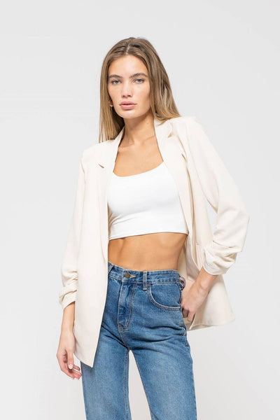 The Workshop Studio - 3/4 RUCHED SLEEVE BLAZER