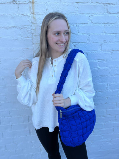 Kaydee Lynn LLC - Large Quilted Puff Tote: Cream