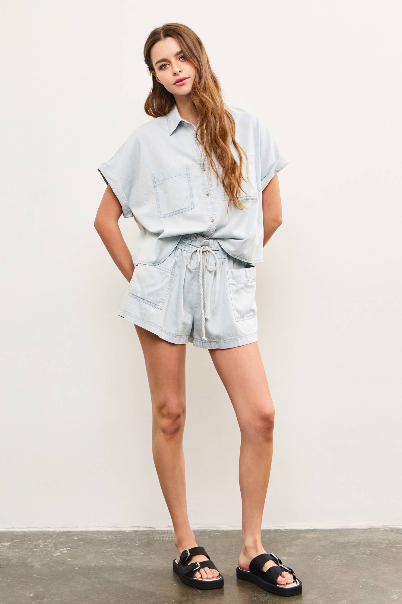 Linna Chambray Button Top