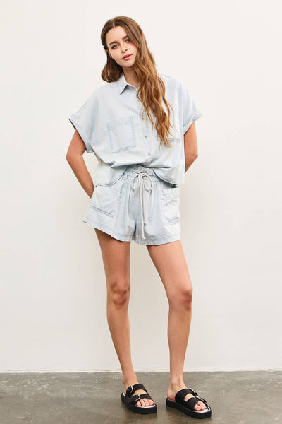 Linna Chambray Button Top