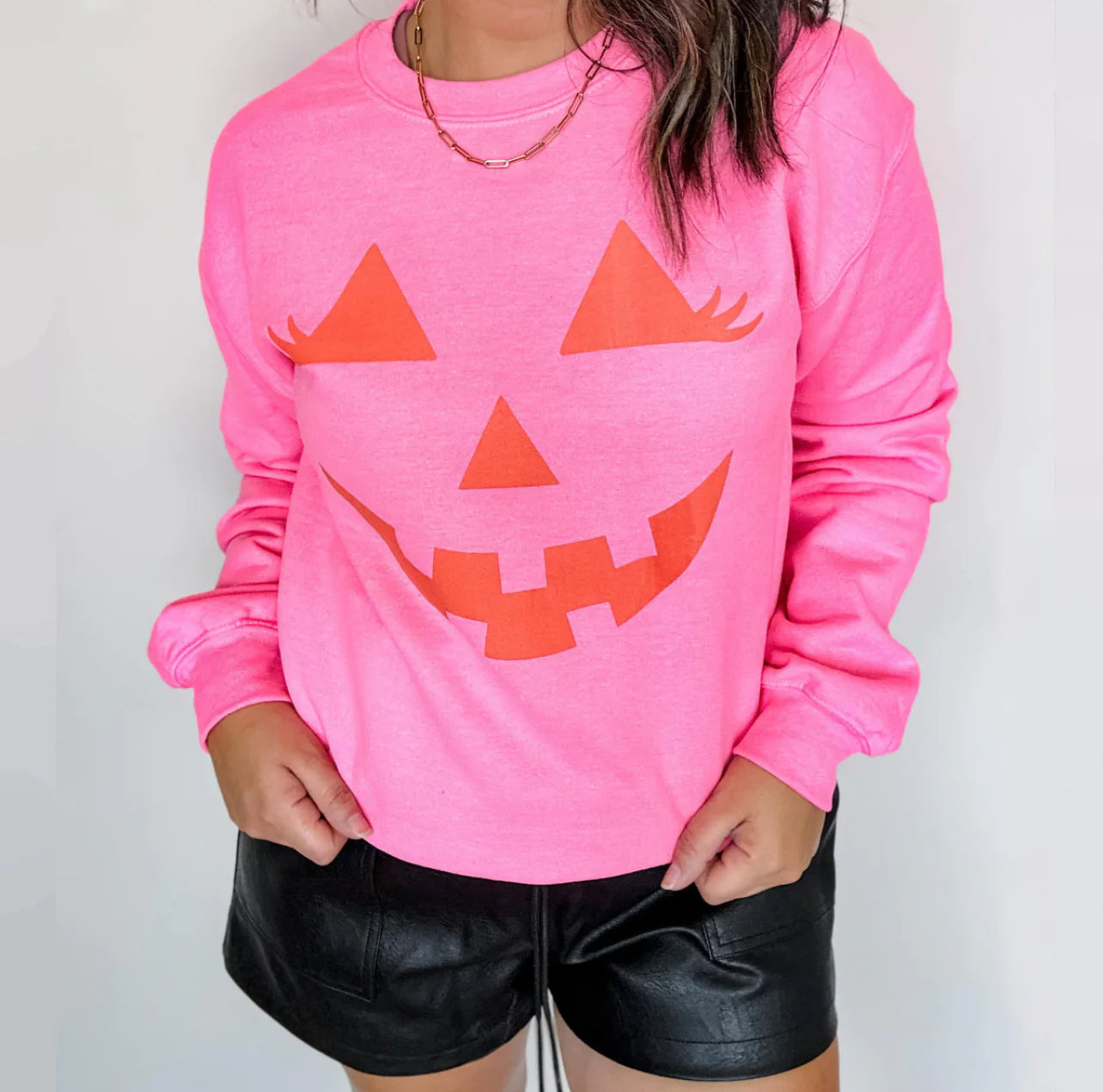 Neon Pink Pumkpin Sweatshirt