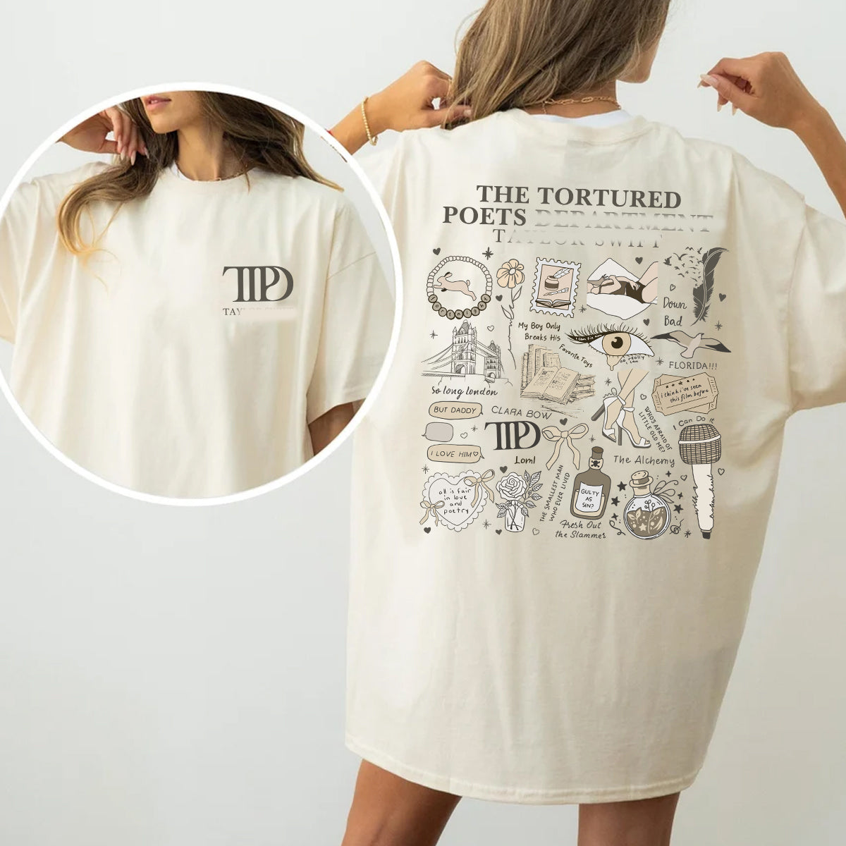 Taylor Swift Tee-Shirt in Cream : FINAL SALE