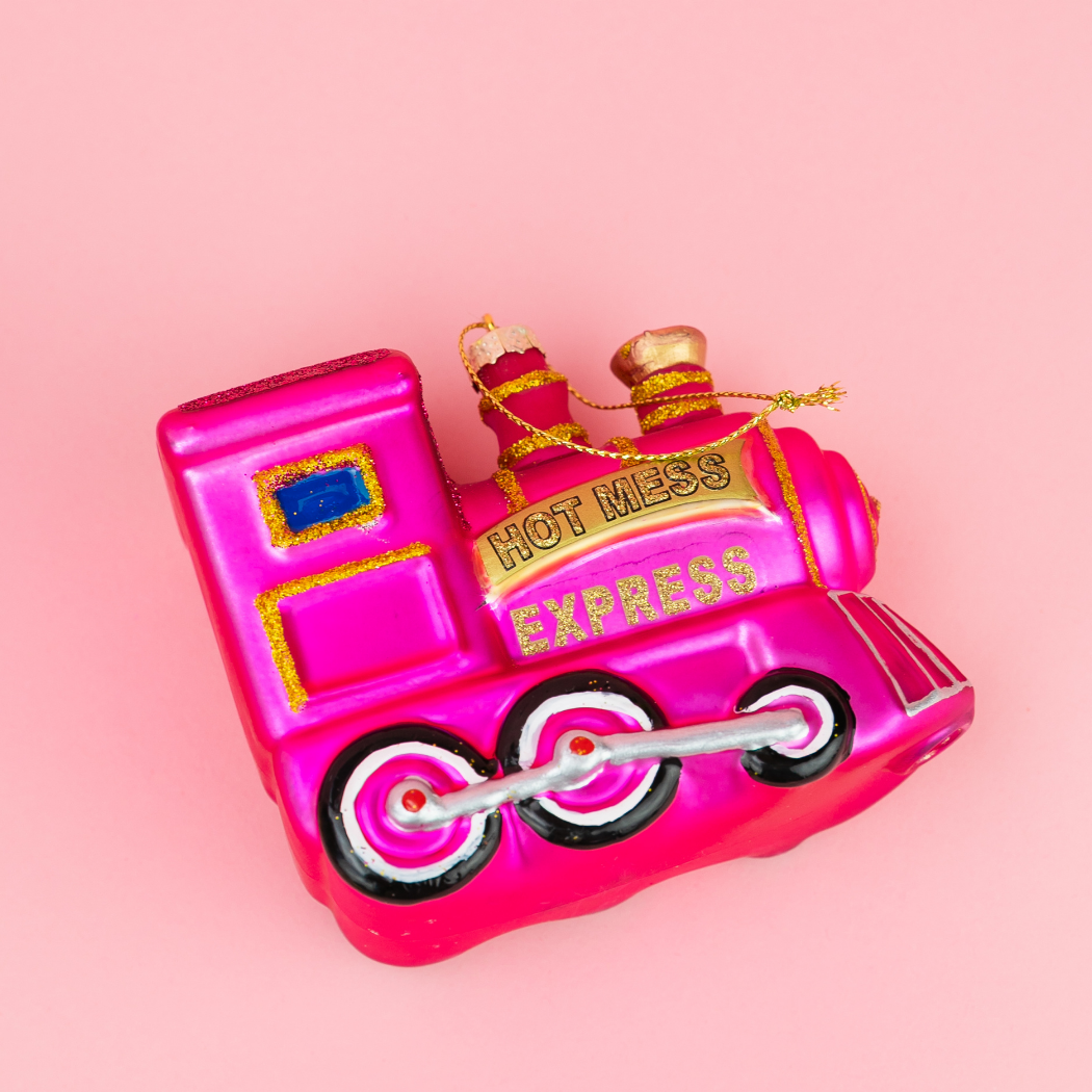 Hot Mess Express - Locomotive Train - Glass Blown Holiday Ornament