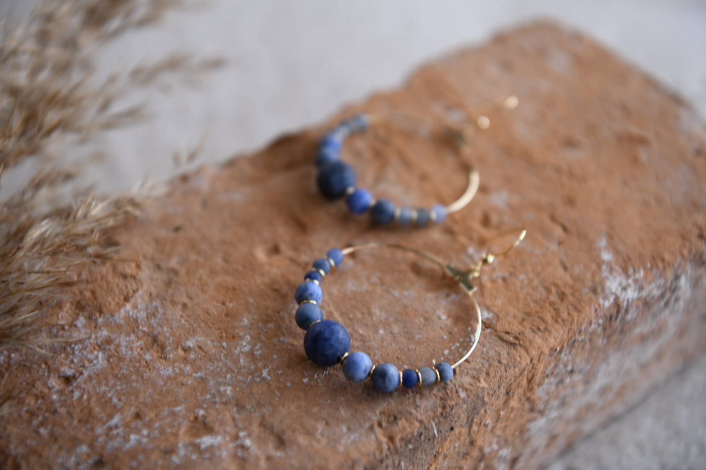 Cecelia Designs Jewelry - Genuine Gemstone and Gold-Plated Hoop Earring