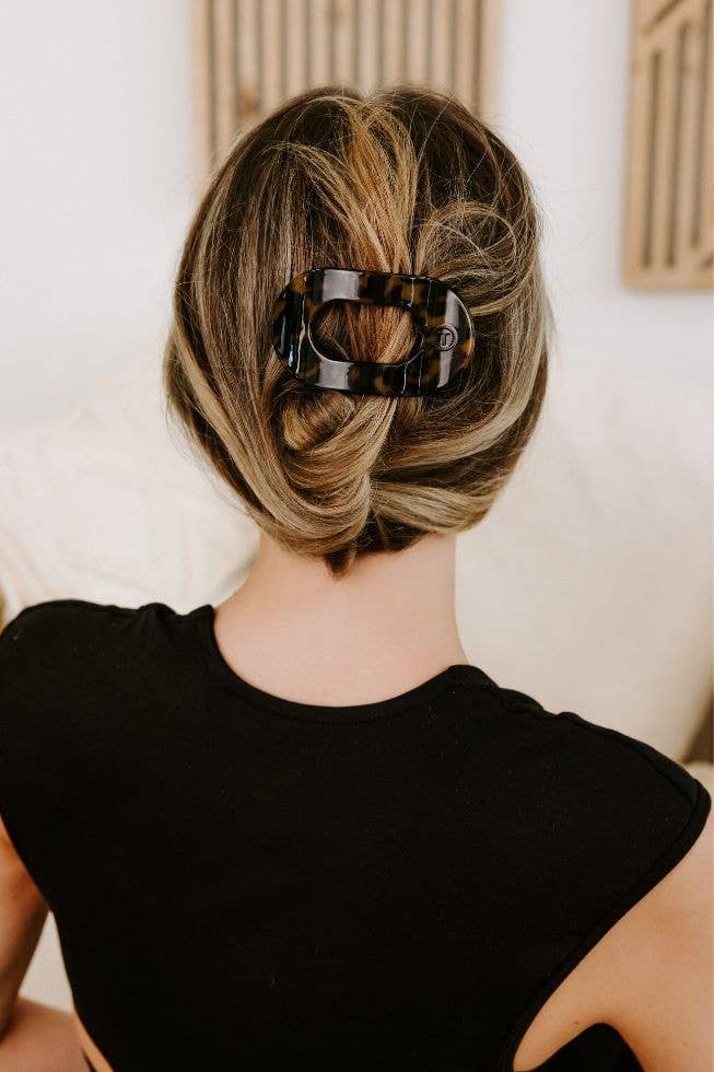 TELETIES - Round Flat Hair Clip | Small | Tortoise