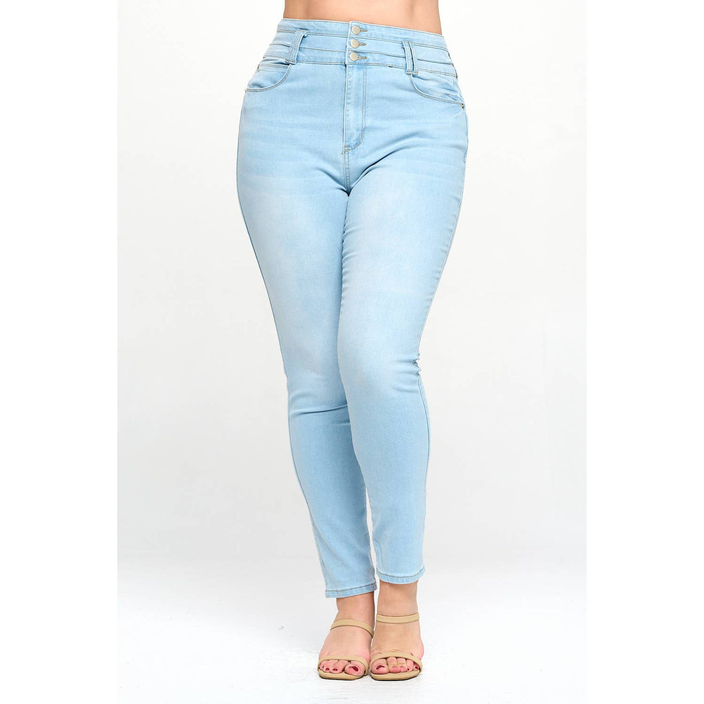 Blue Turtle - Stacked To The Max High Waist Plus Skinny Jeans Light Blue