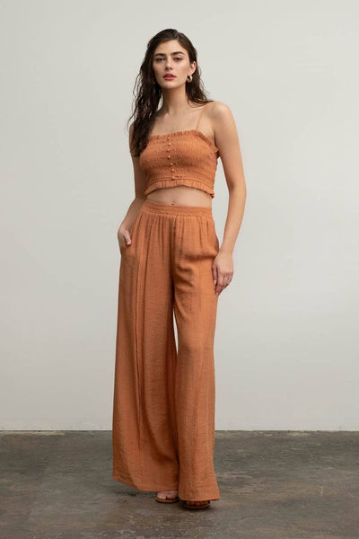 Blu Pepper - HIGH WAIST WIDE LEG PINTUCK PANTS: KIWI