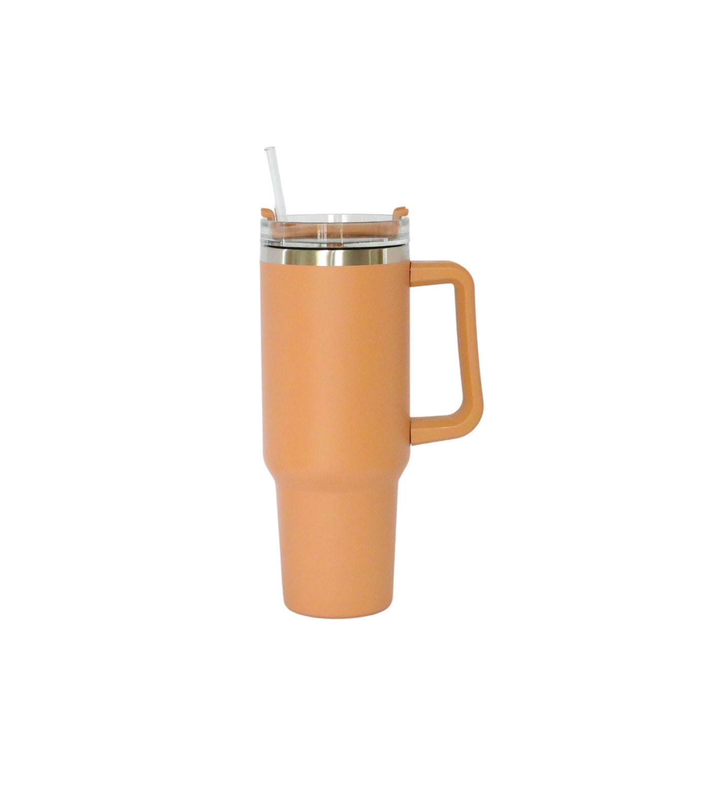 CLAY TRAVEL TUMBLER WITH HANDLE & STRAW, 40 OZ