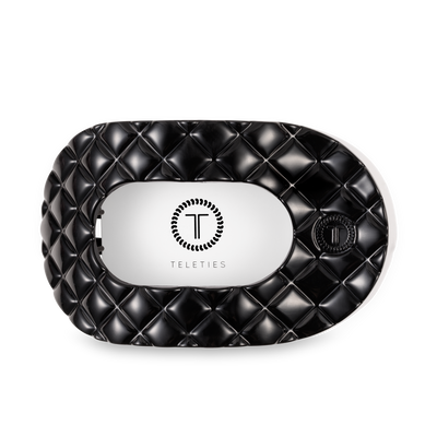 TELETIES - Flat Round Hair Clip | Large | Jet Black Quilted