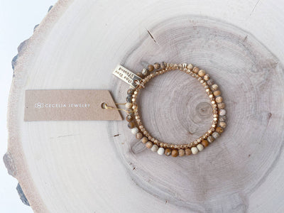 Cecelia Designs Jewelry - Gemstone Wrap Bracelet with Faceted Gold Beads