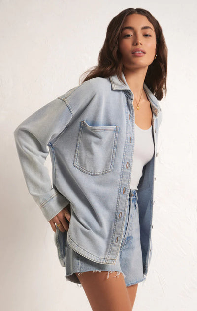 Z Supply All Day Knit Jacket in Denim