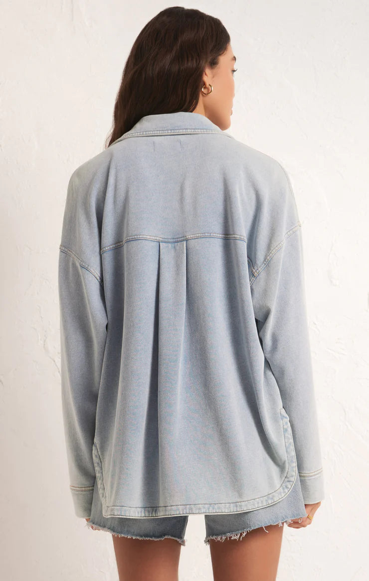 Z Supply All Day Knit Jacket in Denim