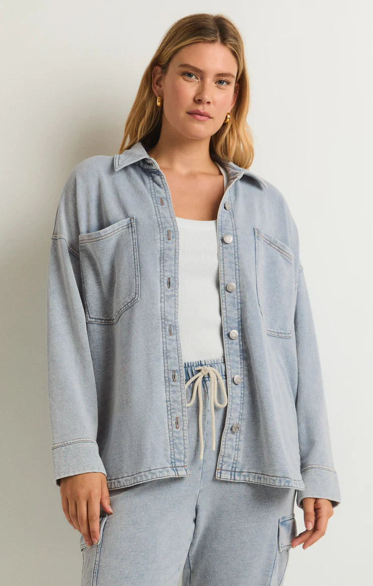 Z Supply All Day Knit Jacket in Denim