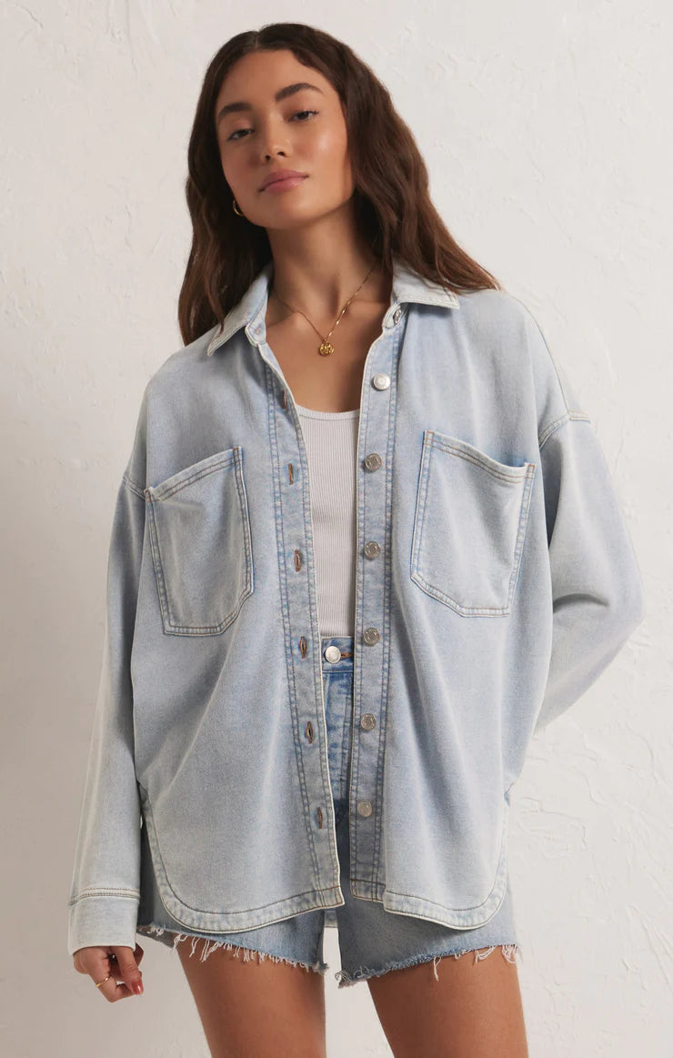 Z Supply All Day Knit Jacket in Denim