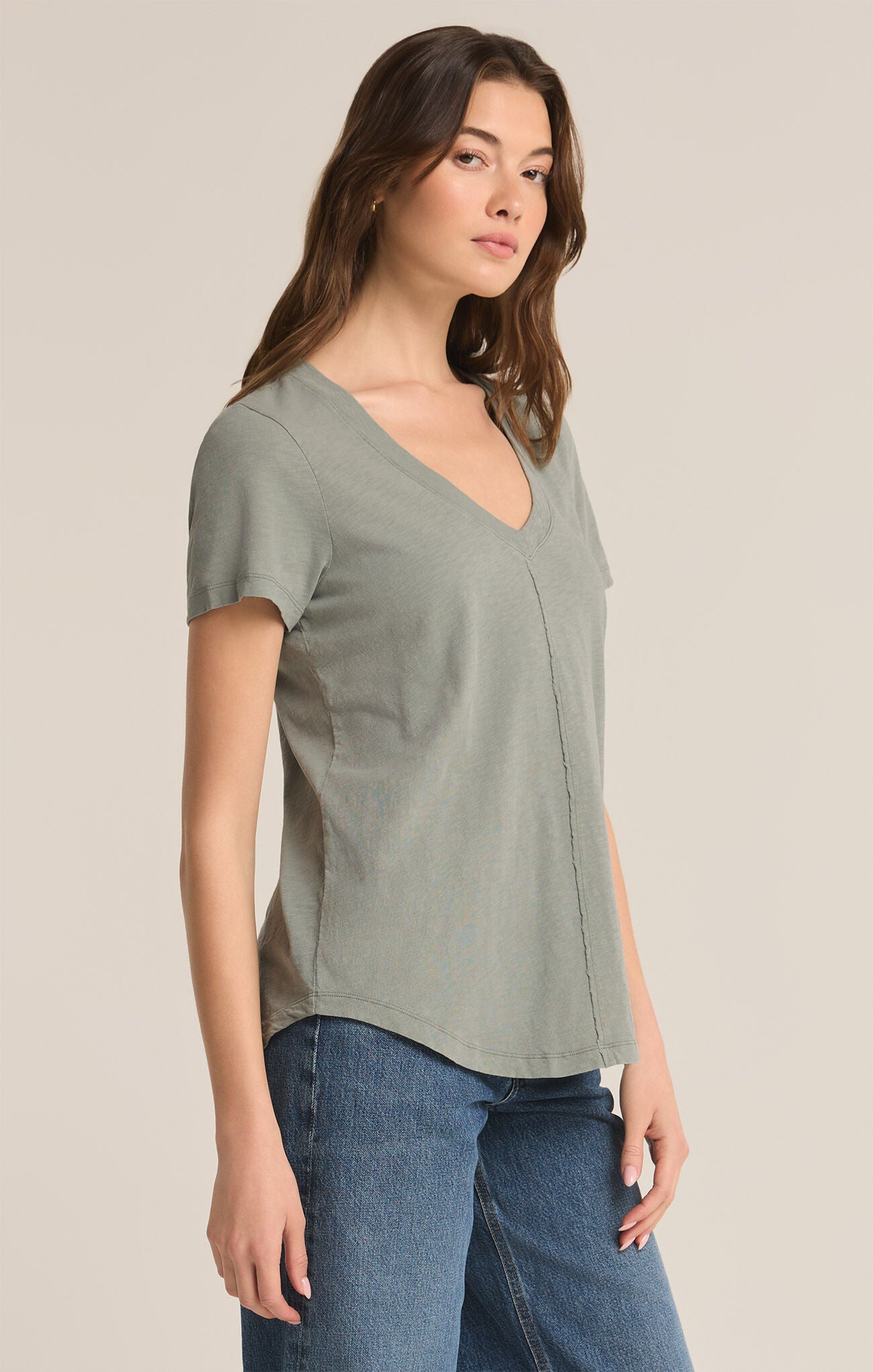 Z Supply Asher V-Neck Tee in Harbor Gray